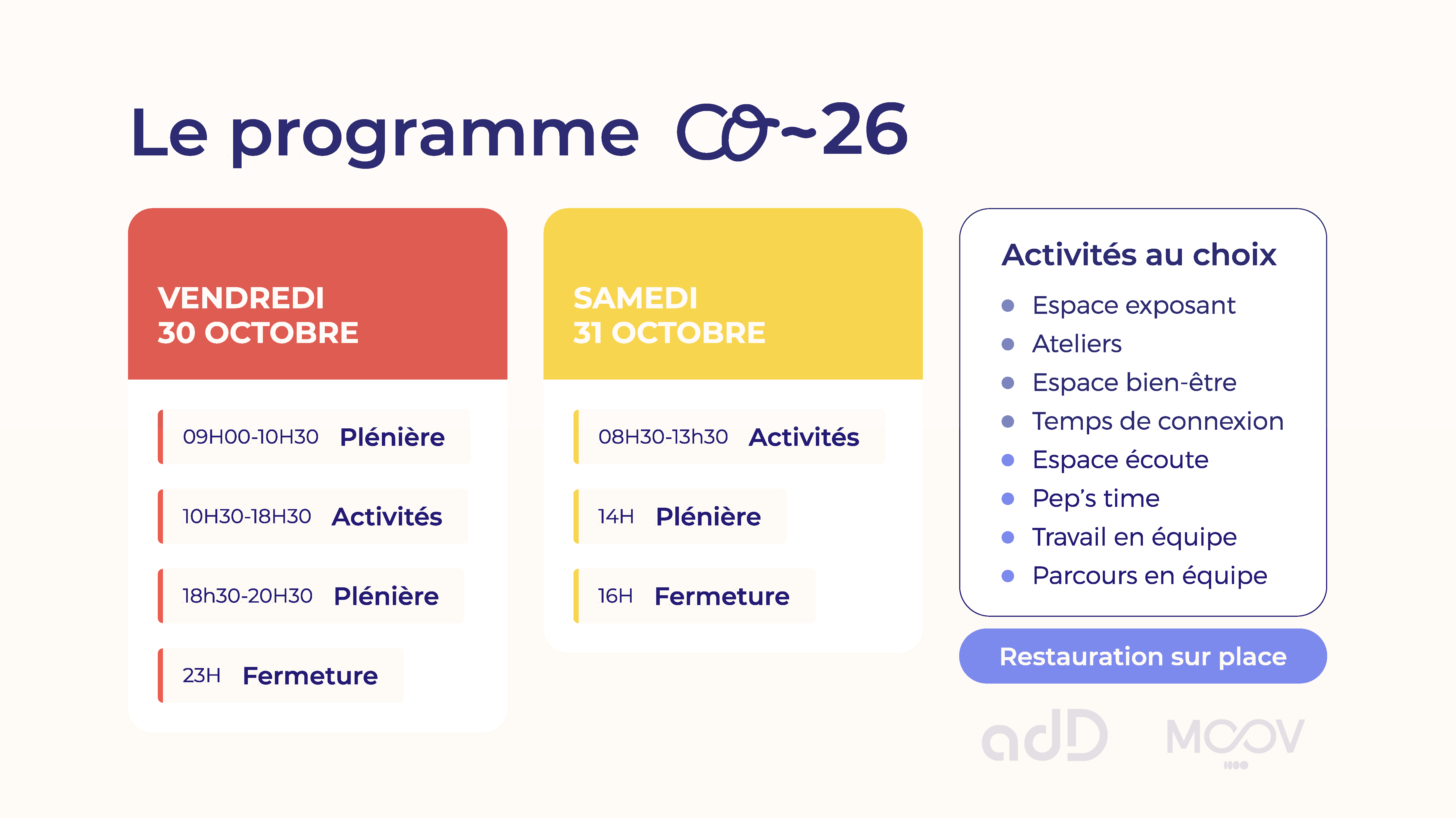 Le programme de CO~26
